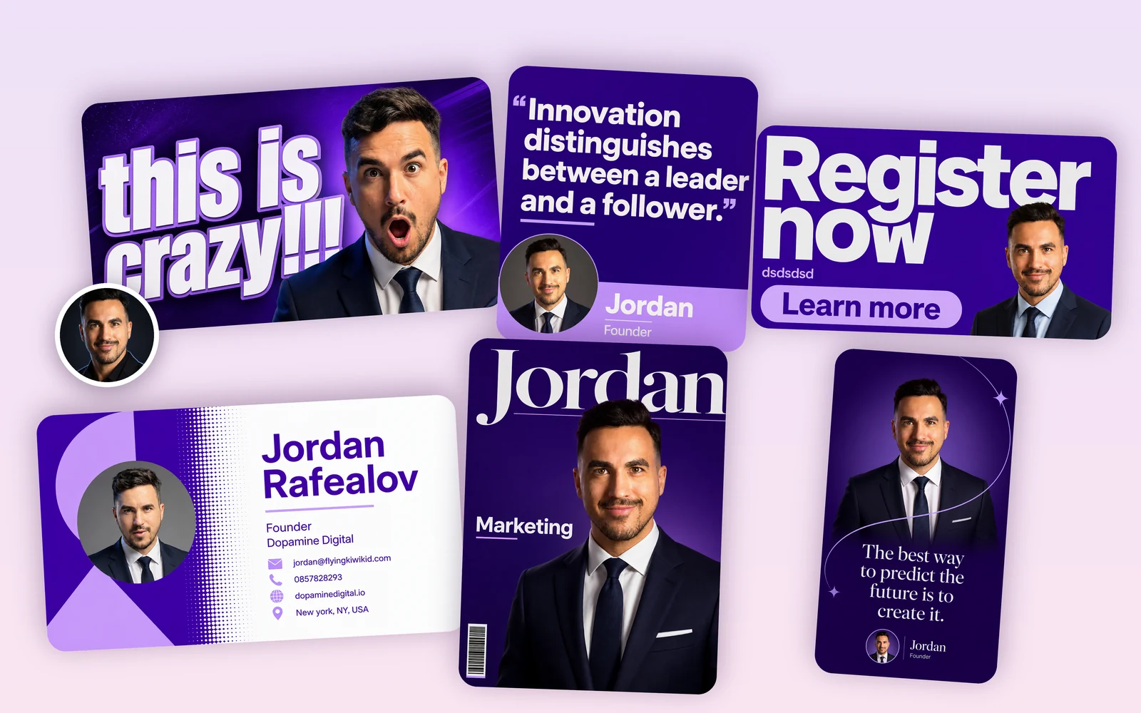 A full personal brand kit generated inside MediaPlace