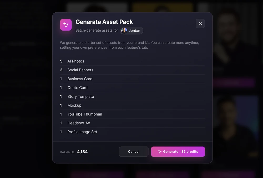 Generate your full asset pack